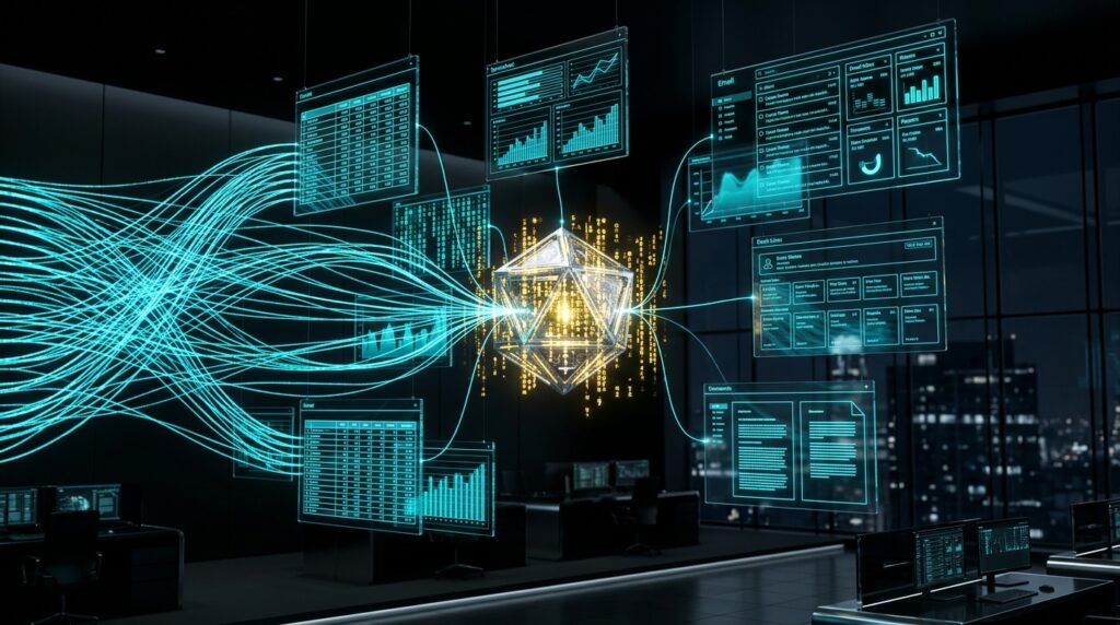 Google Workspace Studio AI orchestrating autonomous data flows across enterprise documents.