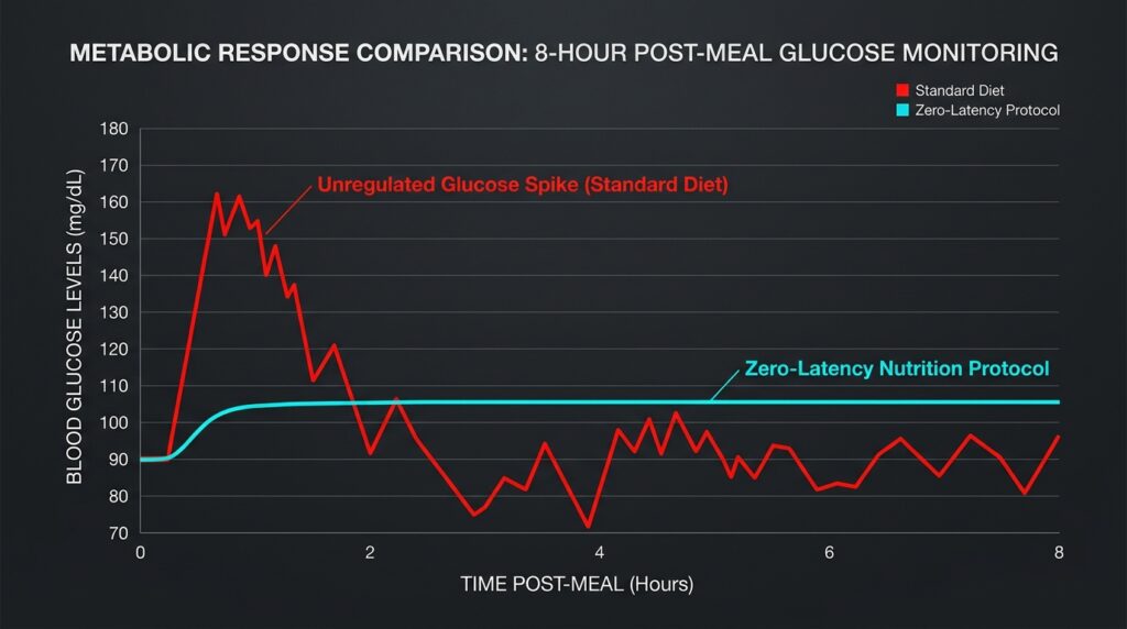 Cognitive bandwidth chart mapping metabolic digestive latency against nutrition ingestion optimization.