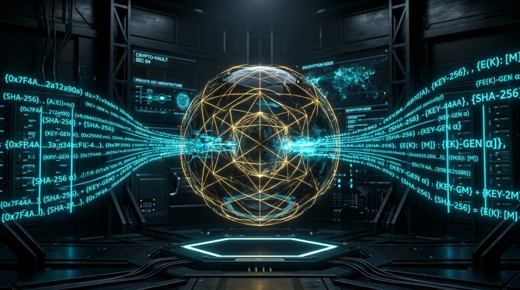 Cryptographic Sovereignty matrix isolating private key infrastructures from external api network intrusions.