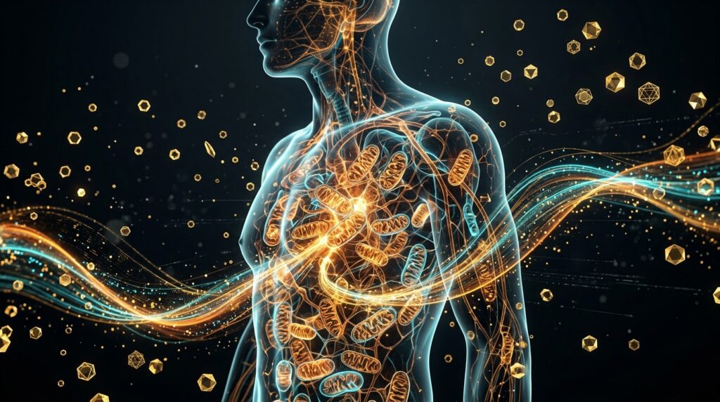 Nutrition Ingestion Optimization framework mapping cellular ATP production and metabolic efficiency.