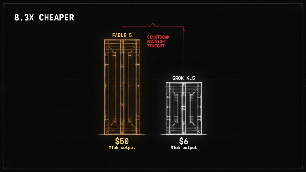 Grok 4.5 vs Fable 5 cost comparison midnight July 19 2026