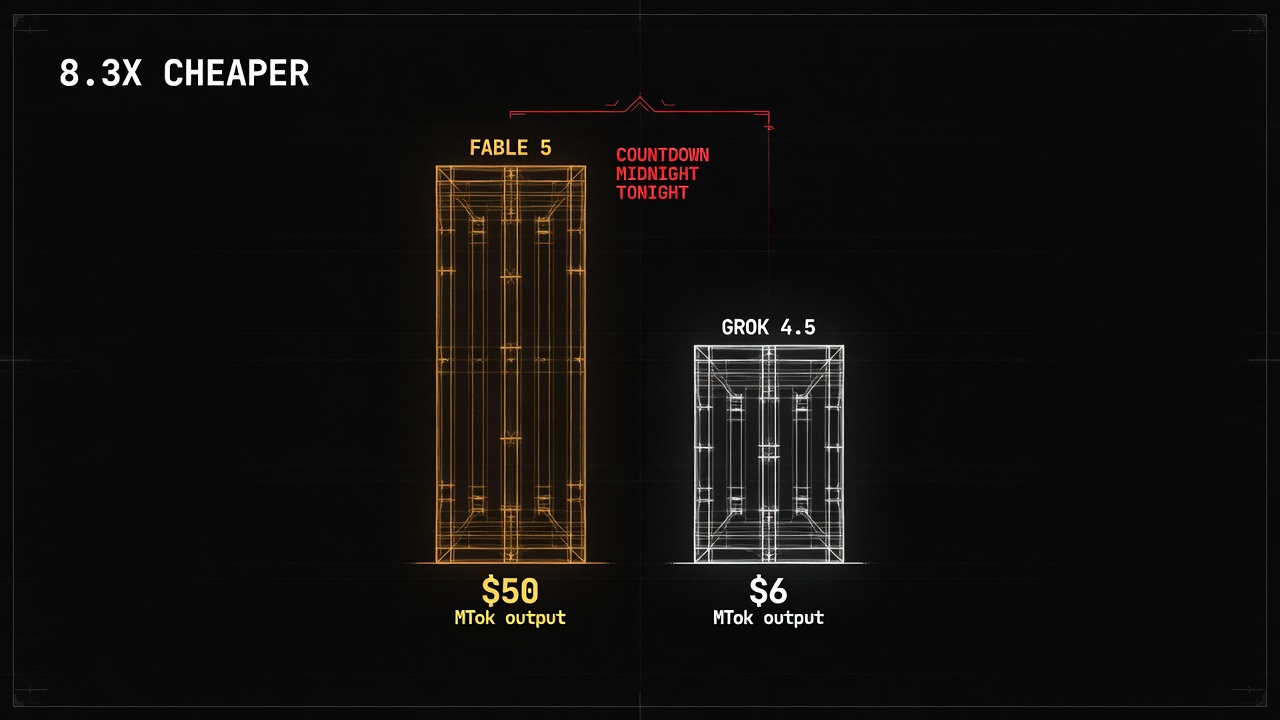 Grok 4.5 vs Fable 5 cost comparison midnight July 19 2026