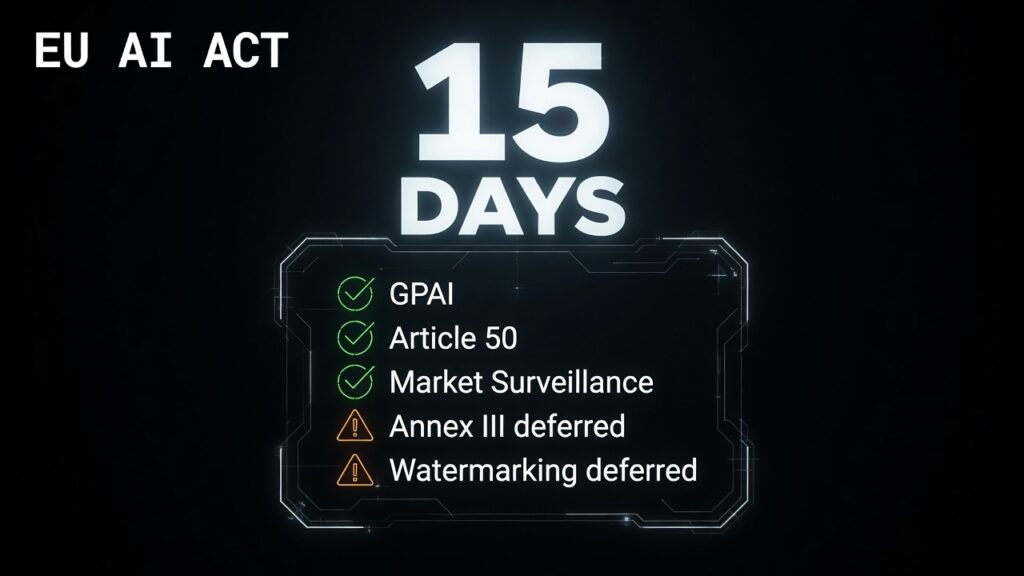 EU AI Act August 2 compliance deadline 15 days 2026