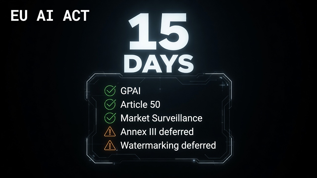 EU AI Act August 2 compliance deadline 15 days 2026