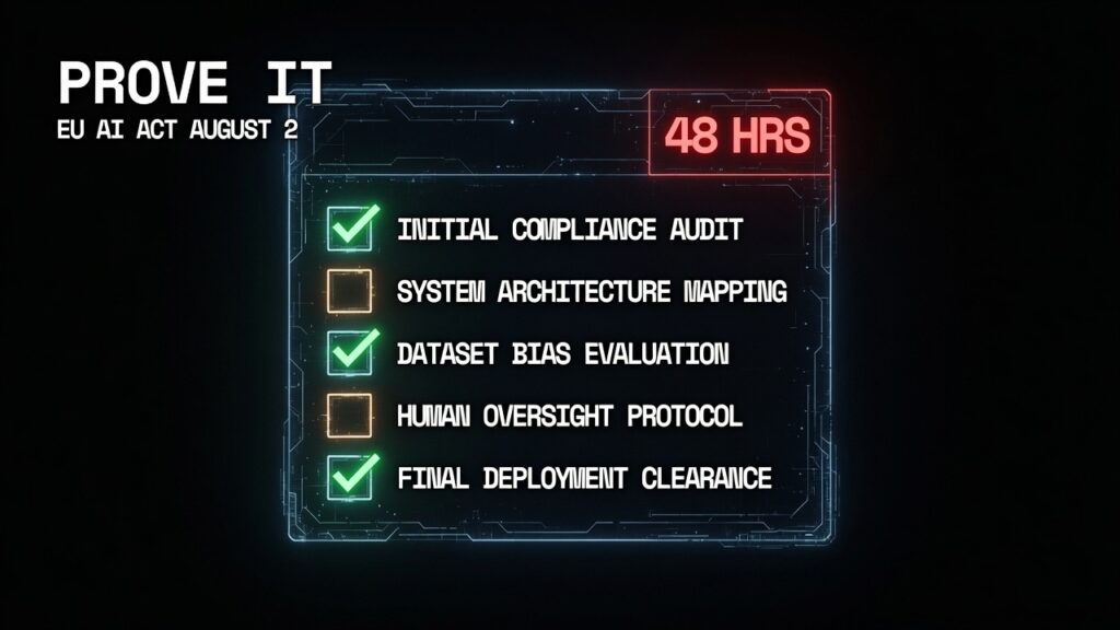 EU AI Act compliance checklist 48 hours August 2 2026