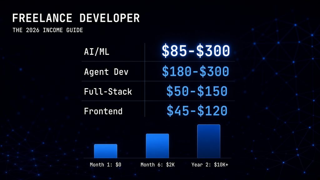 freelance developer income 2026 complete guide $10K month roadmap